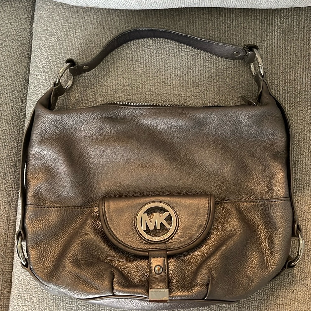 Michael Kors Pewter Leather Hobo Bag